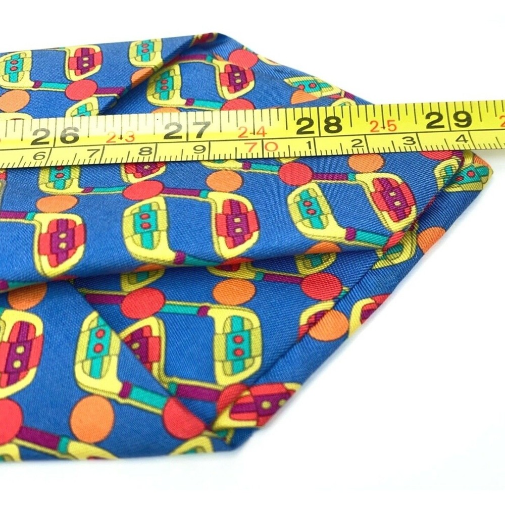 Nazareno Gabrielli Tie Blue Multicolor Golf Clubs Sport Woven Mens Silk Necktie - Picture 10 of 10